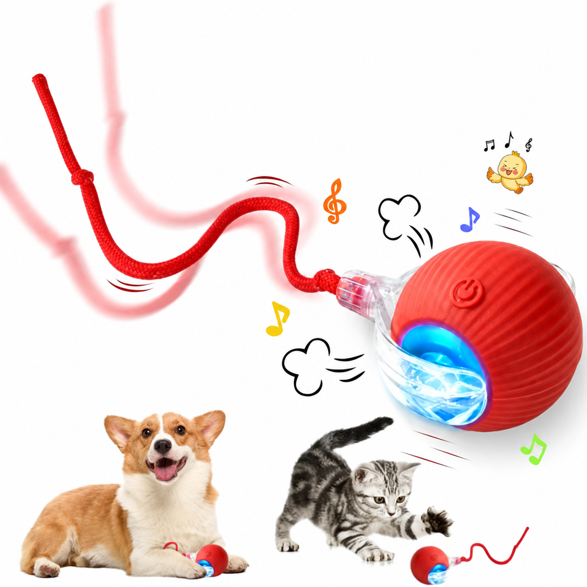 3 Modlu Şarjı İpli Akıllı Kedi Oyun Topu