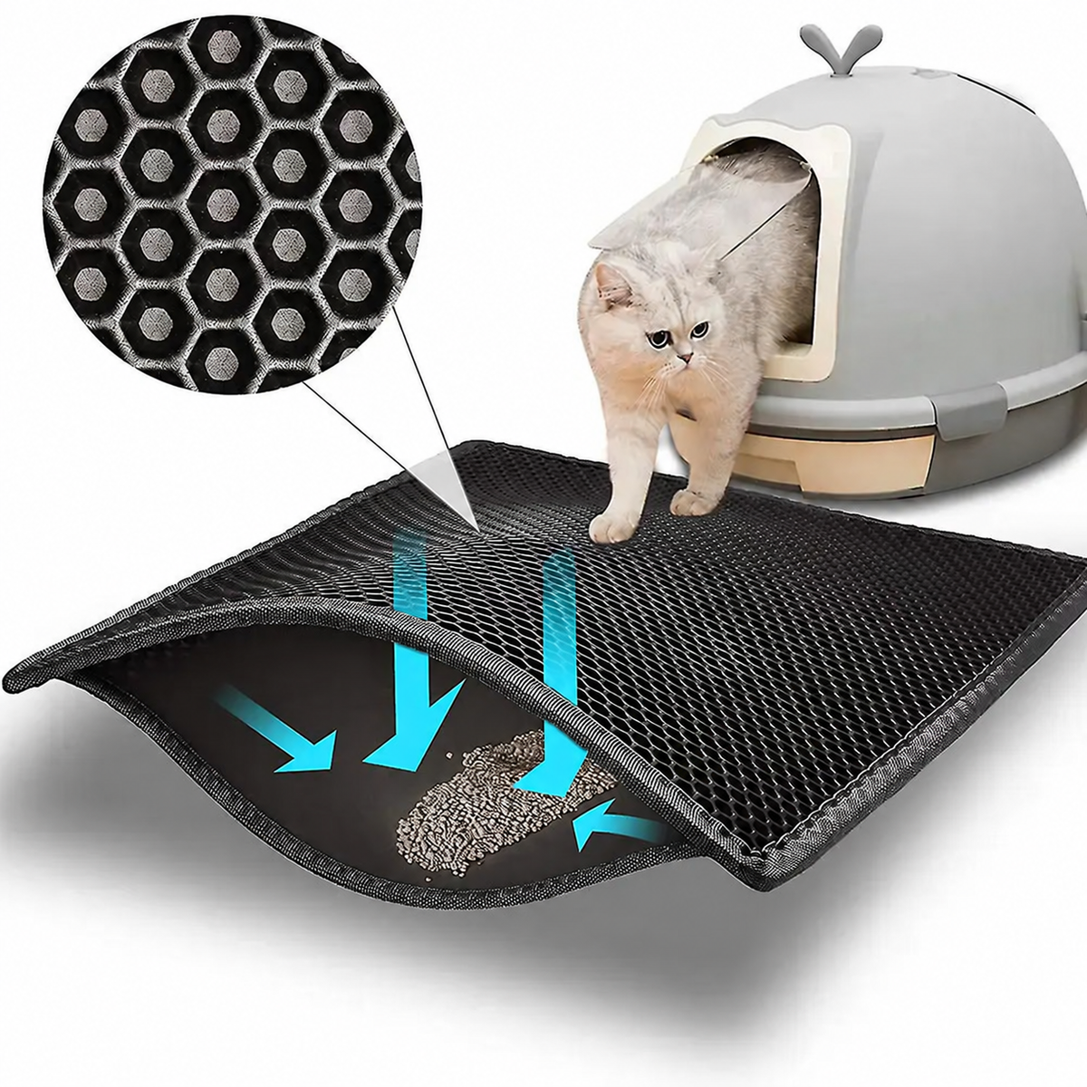 Elekli Kedi Kumu Paspası Çift Katmanlı (SİYAH)