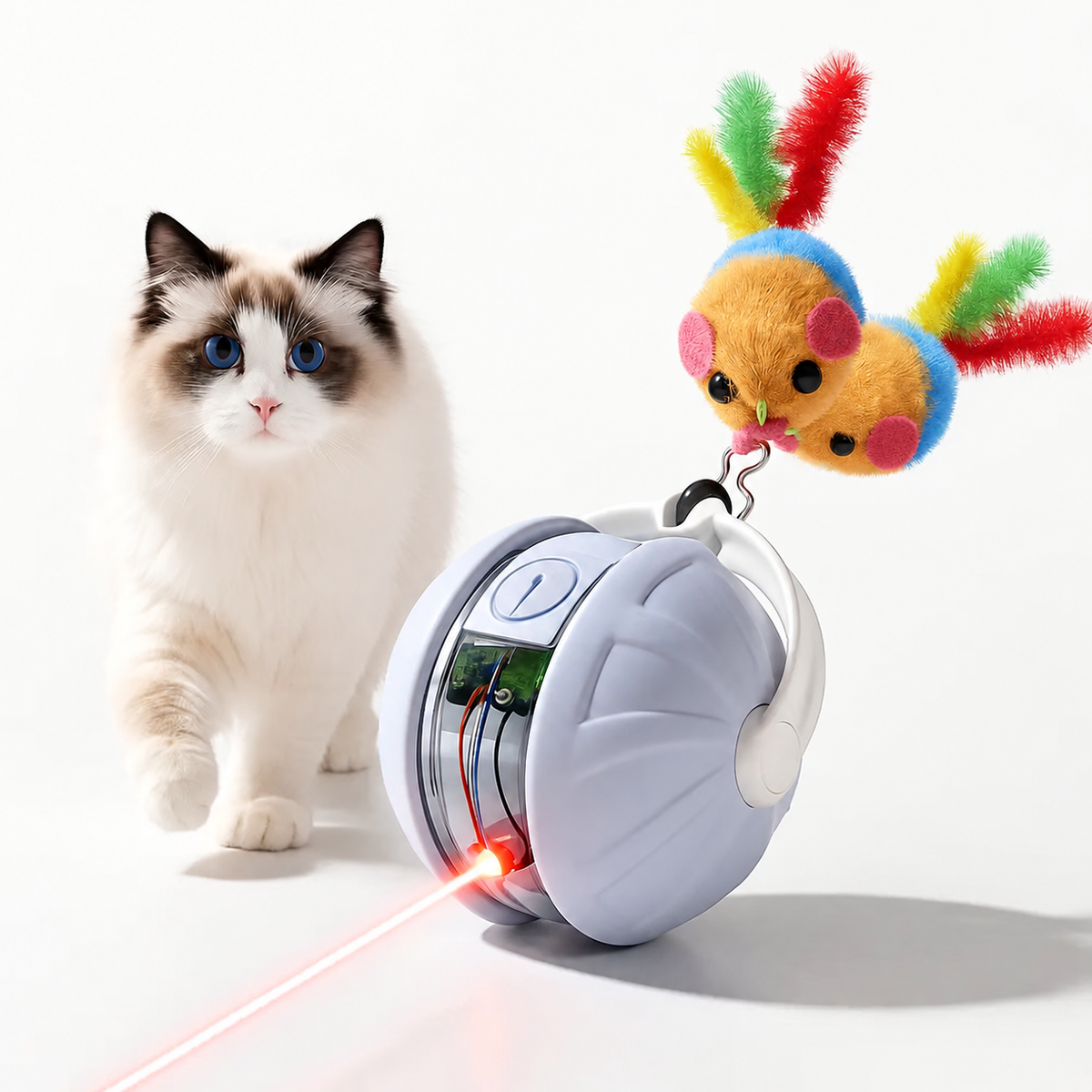 Lazerli Şarjlı Hareketli İnteraktif Kedi Oyun Topu (KUTULU)
