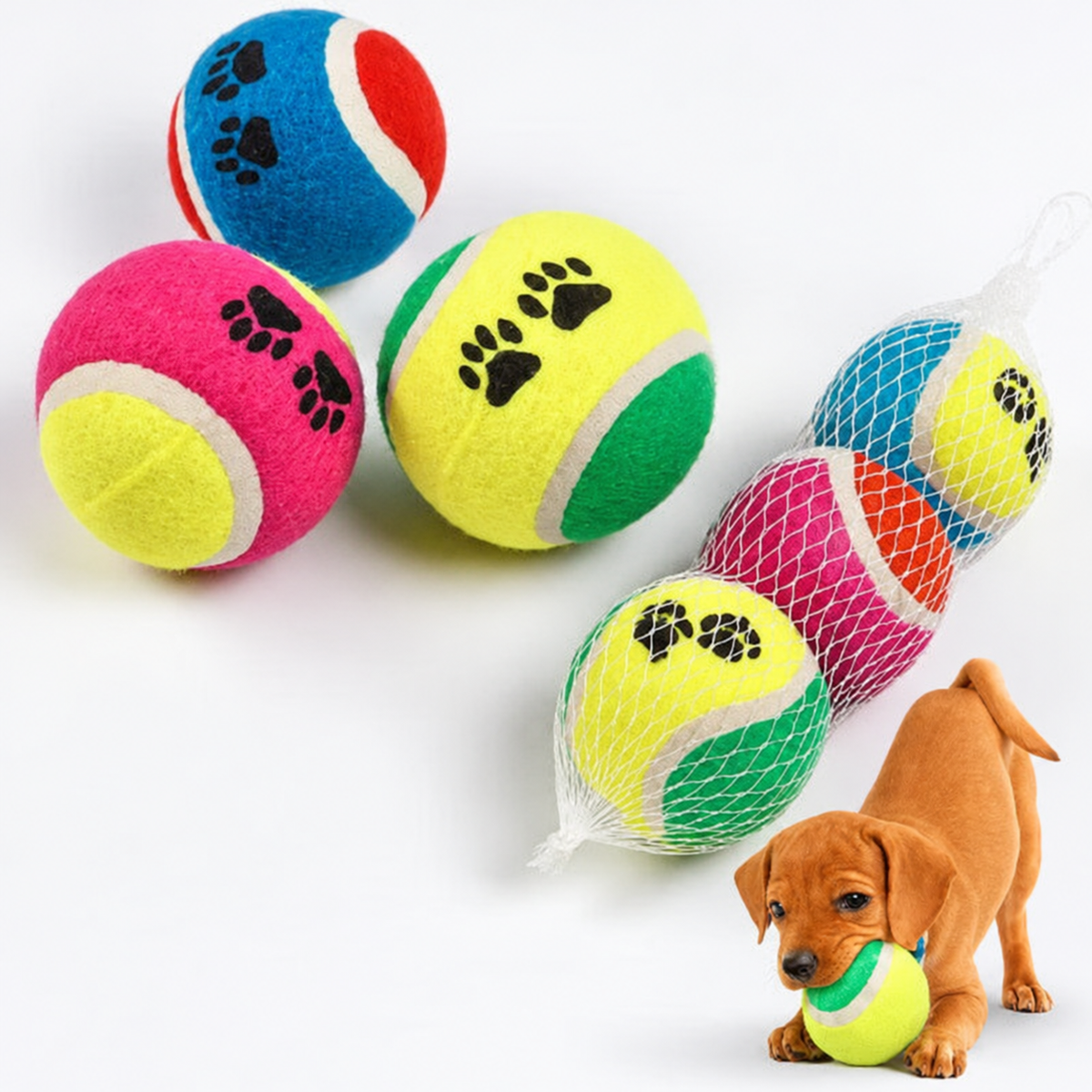 3Lü Paket Tenis Topu Köpek Oyuncağı (Karton Askılı)