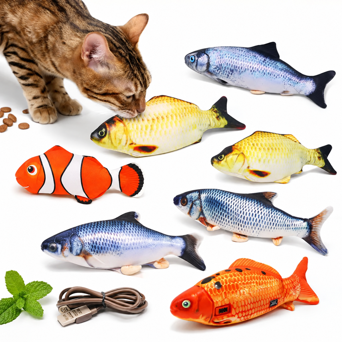 Hareketli Peluş Balık İnteraktif Kedi Köpek Oyuncağı