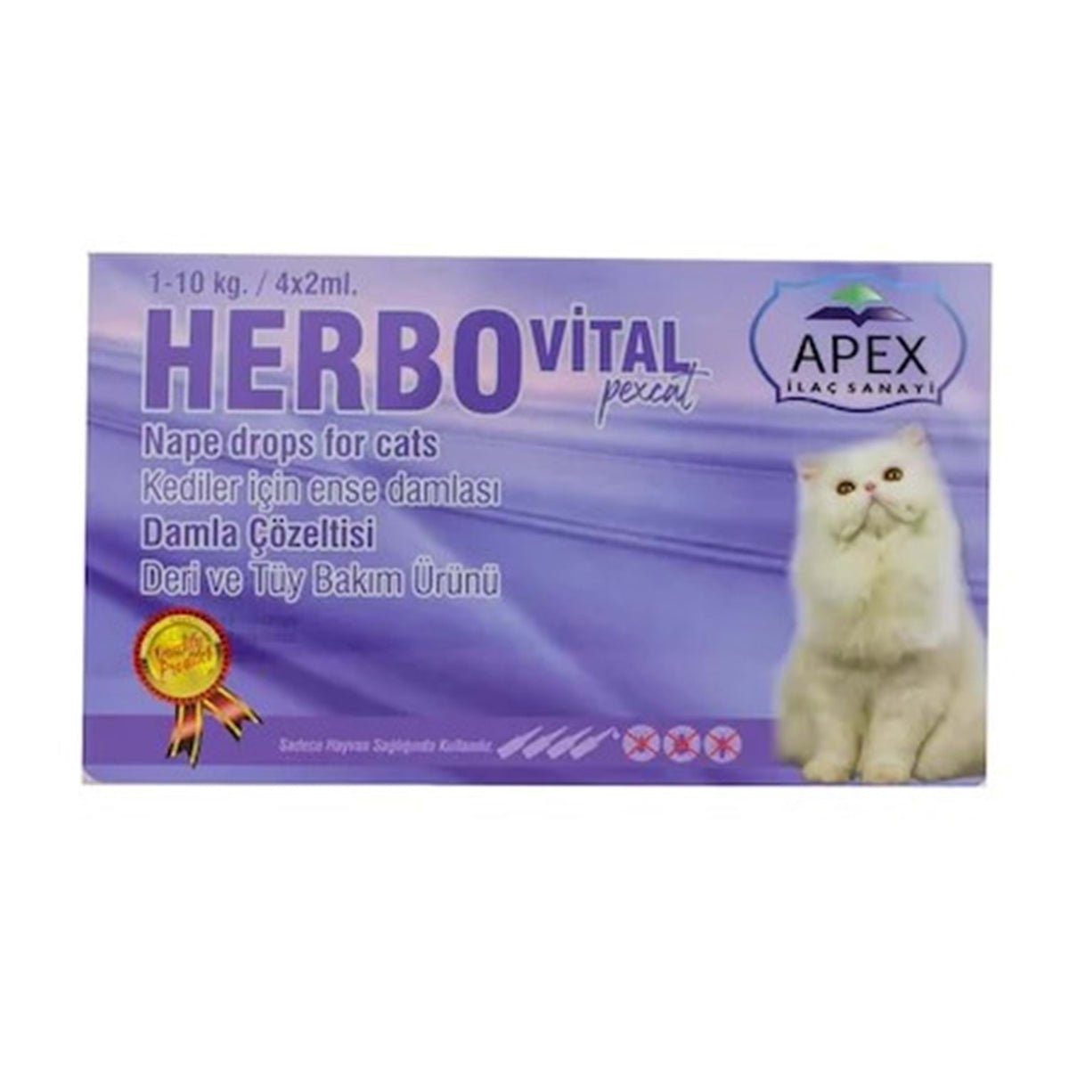 1-10 kg Kediler için 1 Doz Deri ve Tüy Bakım Ense Damlası paket görseli