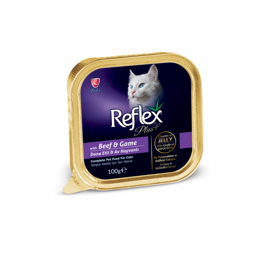 Reflex Plus Dana Eti ve Av Hayvanlı Pate 100 G paket görseli