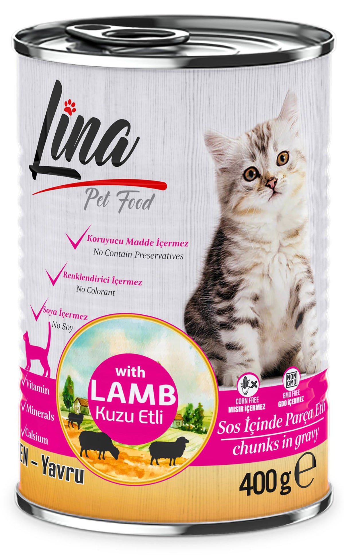 Lina Kuzu Etli Yavru Kedi Konservesi 400g paket görseli