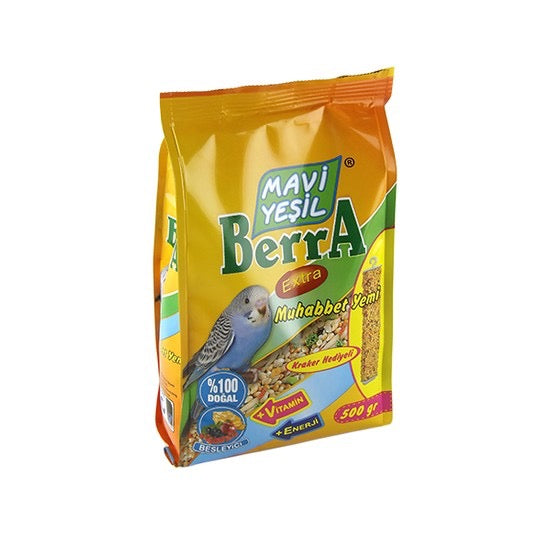 Vitaminli Muhabbet Kuşu Yemi Kraker Hediyeli 500g Mavi Yeşil paket görseli