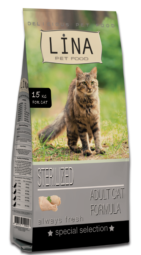 Lina Tavuklu Kısır Kedi Maması 15 kg paket görseli