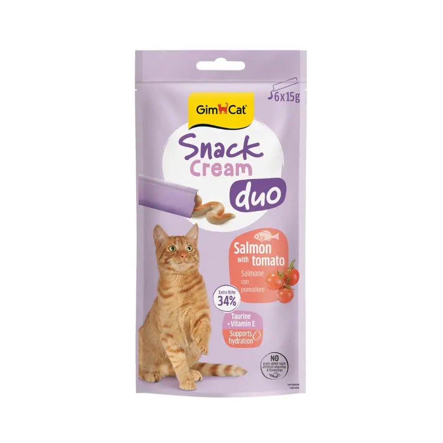 GimCat Snack Cream Duo Somonlu ve Domatesli 6x15 g paket görseli