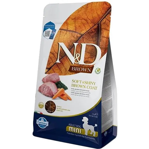 N ve D Brown Kuzu Havuç Patates ve Spirulina Küçük Irk Yetişkin Köpek Maması 2 kg paket görseli