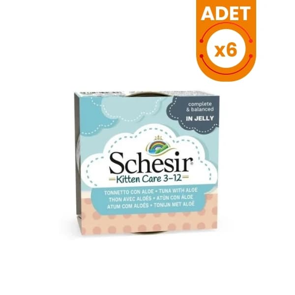 Schesir Kitten Ton Balıklı ve Aloeveralı Yavru Konserve Kedi Maması 85 g / 6 Adet paket görseli