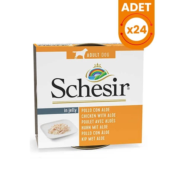 Schesir Jelly Puppy Aloe Vera ve Tavuklu Konserve Yavru Köpek Maması 150 g / 24 Adet paket görseli
