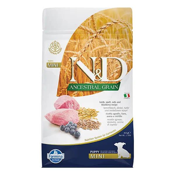 N ve D Düşük Tahıllı Kuzu Etli Küçük Irk Yavru Köpek Maması 2,5 kg paket görseli
