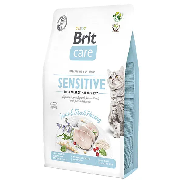 Brit Care Hipoalerjenik Sensitive Ringa Balıklı ve Böcekli Tahılsız Yetişkin Kedi Maması 2 kg paket görseli