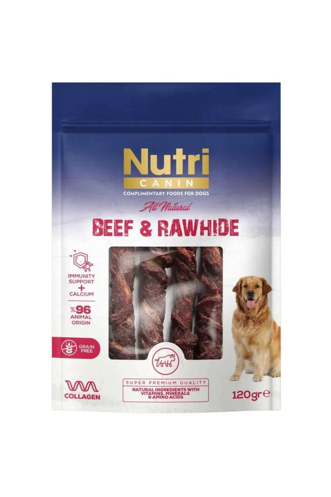 Nutri Canin Rawhide Sığır Eti Sargılı Kemik Köpek Ödülü 120 g paket görseli