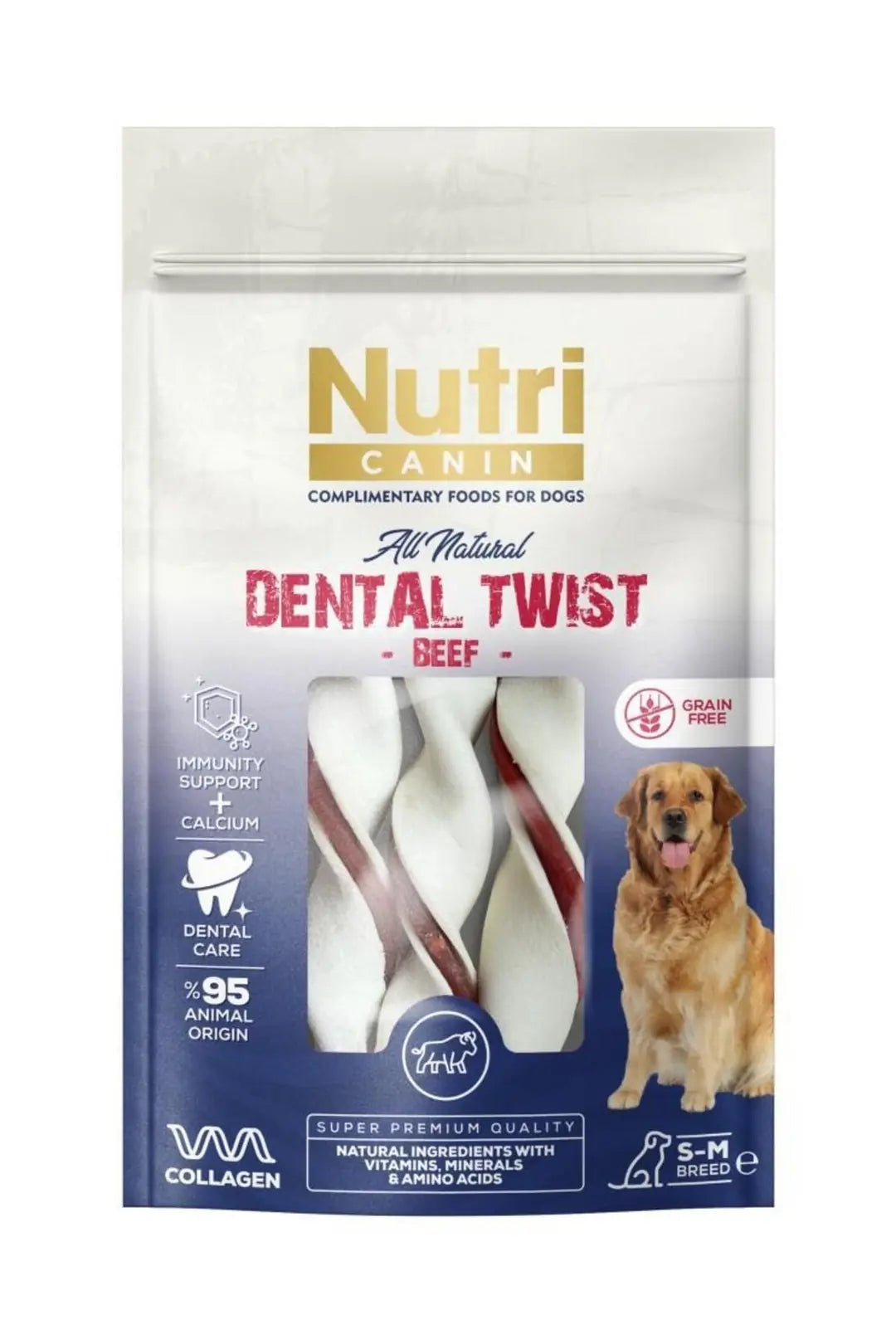 Nutri Canin Dental Twist Biftekli Diş Sağlığı Köpek Ödülü 80 g paket görseli