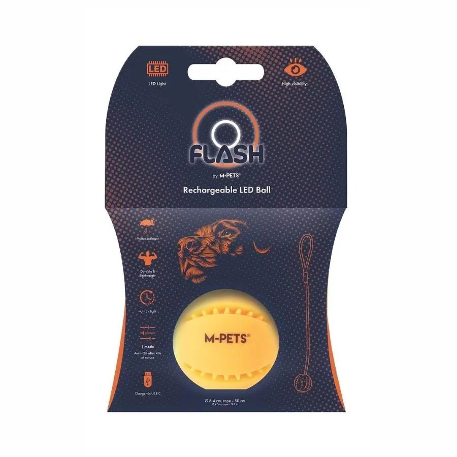 M-Pets Flash Led Işıklı Top Köpek Oyuncağı Turuncu paket görseli