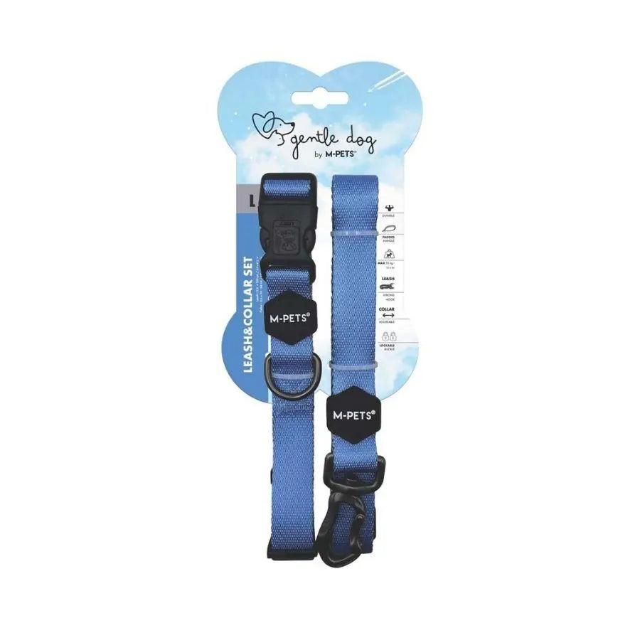 M-Pets Gentle Köpek Boyun Tasması ve Gezdirme Kayışı Seti Mavi L paket görseli