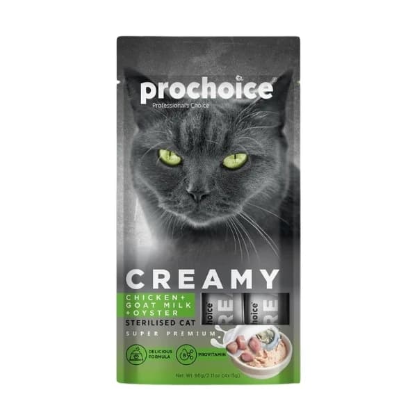 Prochoice Creamy Tavuklu ve İstiridyeli Sıvı Kedi Ödül Maması 1 Adet / 4x15 g paket görseli