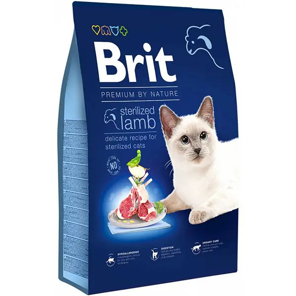 Brit Premium By Nature Sterilised Kuzu Etli Kısırlaştırılmış Yetişkin Kedi Maması 8 kg paket görseli