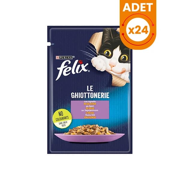 Felix Sensations Taze Jöle İçerisinde Kuzu Etli Yetişkin Yaş Kedi Maması 85 g / 24 Adet paket görseli