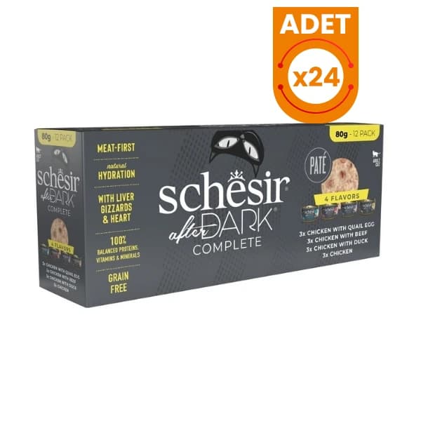 Schesir After Dark Pate Et Suyunda Karışık Lezzetler Yetişkin Konserve Kedi Maması 12x80 g / 1 Adet paket görseli