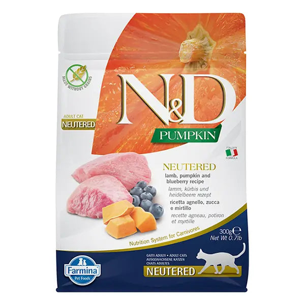 N ve D Pumpkin Kuzu ve Yaban Mersinli Kısırlaştırılmış Kedi Maması 1,5 kg paket görseli