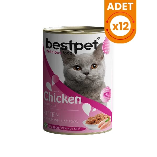 Bestpet Tavuklu Jöleli Yavru Konserve Kedi Maması 400 g / 12 Adet paket görseli