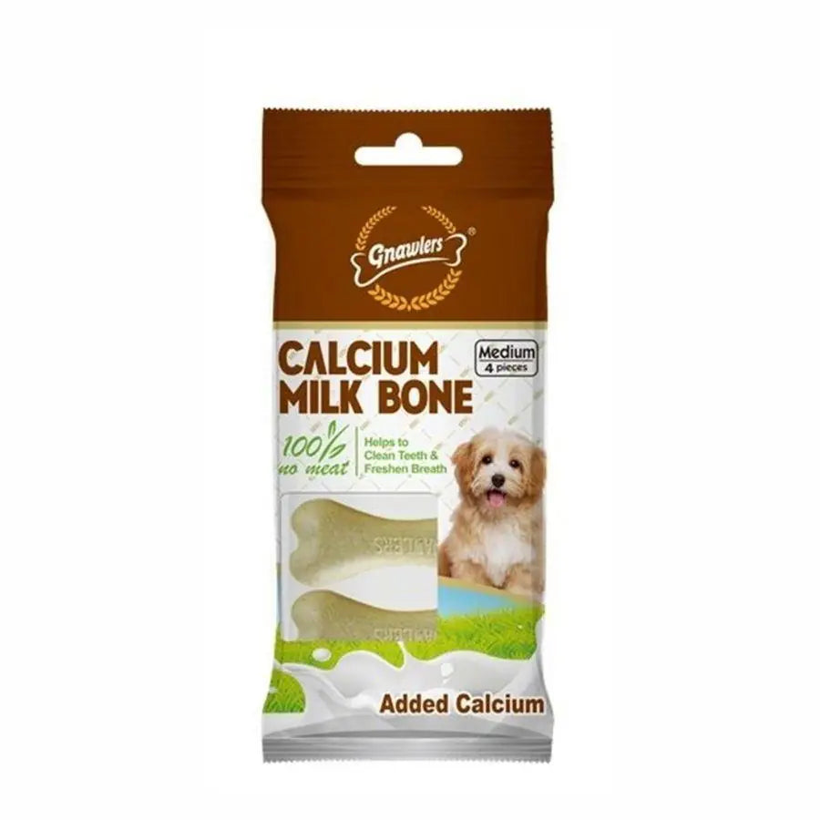 Gnawlers Kalsiyumlu Sütlü Köpek Ödül Kemiği M 7,5 cm 4'lü paket görseli