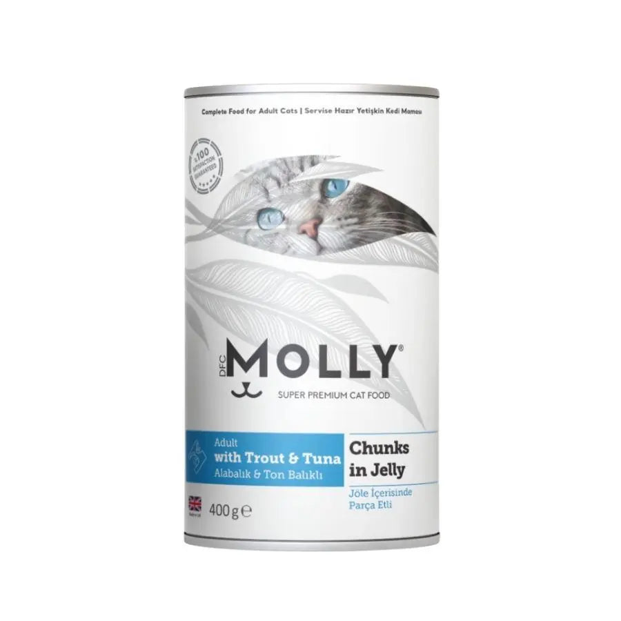 Molly Jöle İçinde Parça Alabalık ve Ton Balıklı Yetişkin Kedi Konservesi 400 g paket görseli