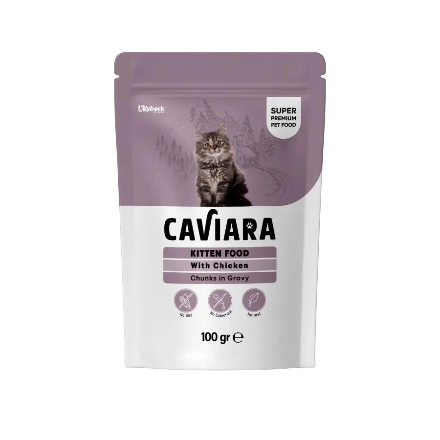 Caviara Pouch Sos İçinde Et Parçacıklı Tavuklu Yavru Kedi Konservesi 100 g / 1 paket görseli