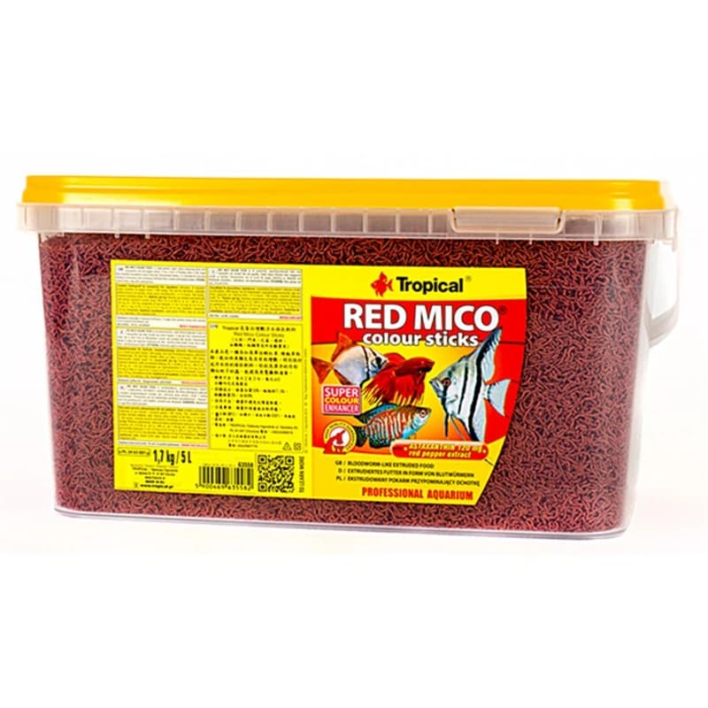 Tropical Red Mico Colour Sticks Kan Kurdu İçerikli Ekstrüde Balık Yemi 32 g paket görseli