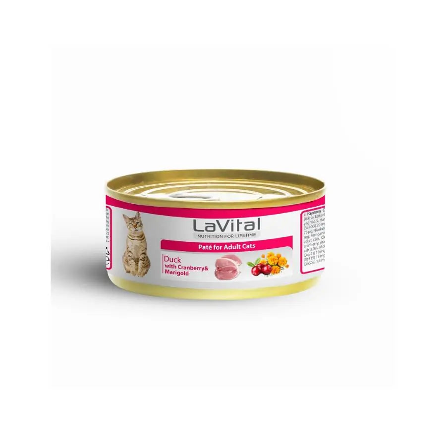 LaVital Ördekli Kızılcıklı ve Kadife Çiçekli Yetişkin Kedi Konservesi 85 g paket görseli