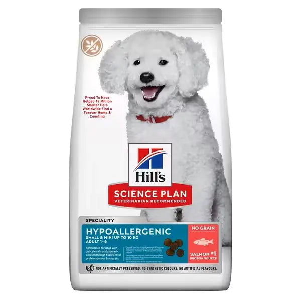 Hills Science Plan Hypoallergenic Somonlu Mini Irk Tahılsız Yetişkin Köpek Maması 6 kg paket görseli