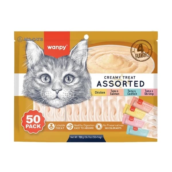 Wanpy Karışık 4 Lezzetli Sıvı Kedi Ödül Maması 1 Adet / 50x14 g paket görseli