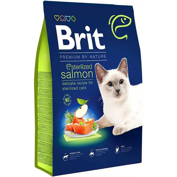 Brit Premium By Nature Sterilised Somonlu Kısırlaştırılmış Yetişkin Kedi Maması 8 kg paket görseli
