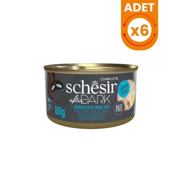 Schesir After Dark Pate Tavuklu ve Bıldırcın Yumurtalı Yetişkin Kedi Konservesi 6 Adet / 80 g paket görseli