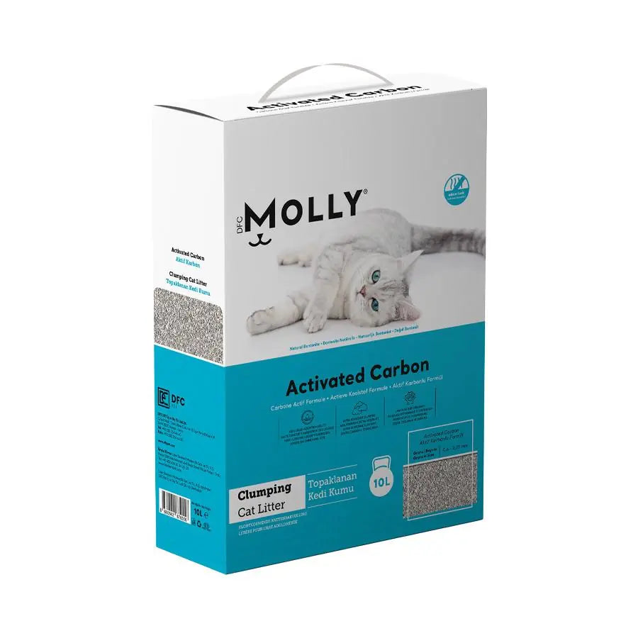 Molly Aktif Karbonlu Topaklanan Bentonit Kedi Kumu 10 L paket görseli