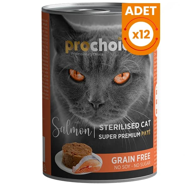 Prochoice Sterilised Somonlu Kısırlaştırılmış Konserve Kedi Maması 12 Adet / 400 g paket görseli