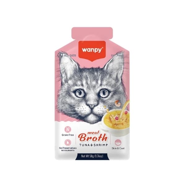 Wanpy Ton Balıklı ve Karidesli Tahılsız Kedi Çorbası 50 g / 1 Adet paket görseli