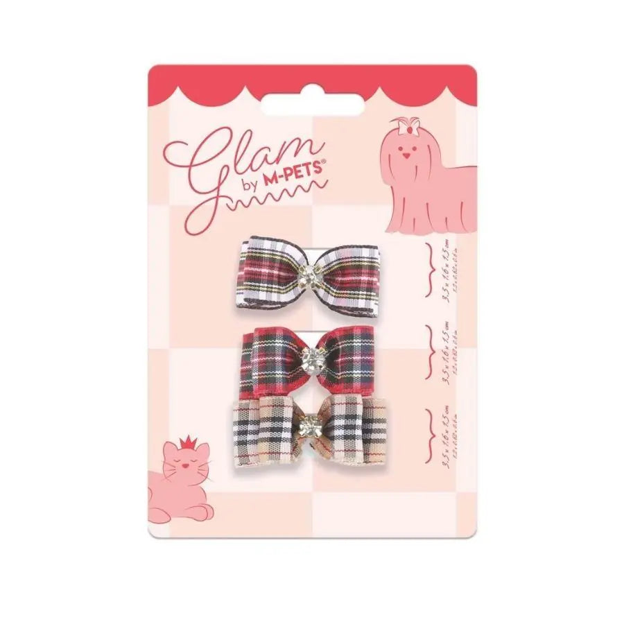 M-Pets Glam Kareli Fiyonklu Kedi ve Köpekler İçin Aksesuar Toka Kırmızı Kırmızı paket görseli