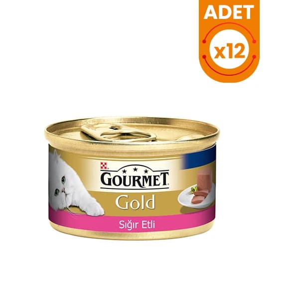 Gourmet Gold Kıyılmış Sığır Etli Yetişkin Konserve Kedi Maması 12 Adet / 85 g paket görseli