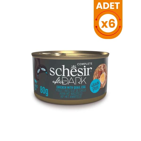 Schesir After Dark Et Suyu içinde Tavuklu ve Bıldırcın Yumurtalı Yetişkin Kedi Konservesi 80 g / 1 Adet paket görseli
