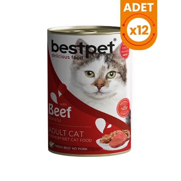 Bestpet Biftekli Gravy Yetişkin Konserve Kedi Maması 400 g / 12 Adet paket görseli