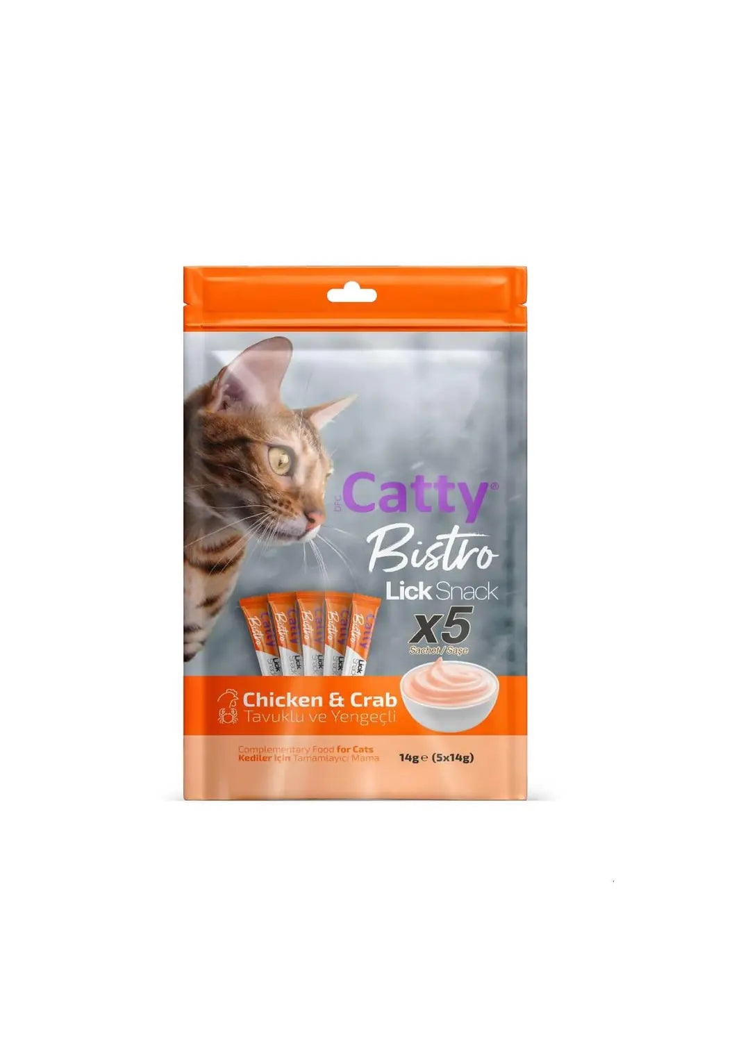 Catty Bistro Tavuklu ve Yengeçli Yetişkin Kedi Krema Ödülü 5 x 14 g paket görseli
