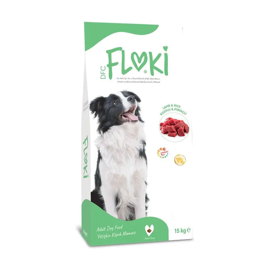 Floki Kuzulu ve Pirinçli Yetişkin Köpek Maması 15 kg paket görseli