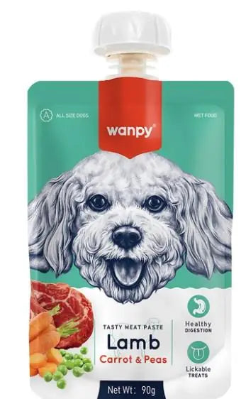 Wanpy Taze Kuzulu ve Havuçlu Köpek Et Ezmesi 90 g paket görseli