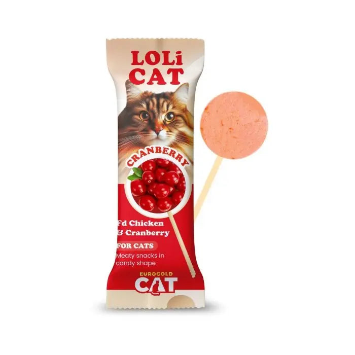 EuroGold Cat LoliCat Kediler İçin Tavuklu Kızılcıklı Lolipop 15'li paket görseli