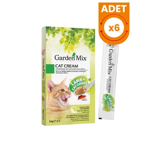 Garden Mix Kedi Çimi ve Kuzulu Sıvı Kedi Ödül Maması 6 Adet / 5x15 g paket görseli