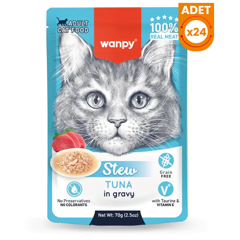 Wanpy Stew Sos İçinde Ton Balıklı Yetişkin Konserve Kedi Maması 24 Adet paket görseli