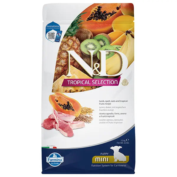 N ve D Tropical Selection Kuzu Etli ve Tropikal Meyveli Mini Irk Yavru Köpek Maması 5 kg paket görseli