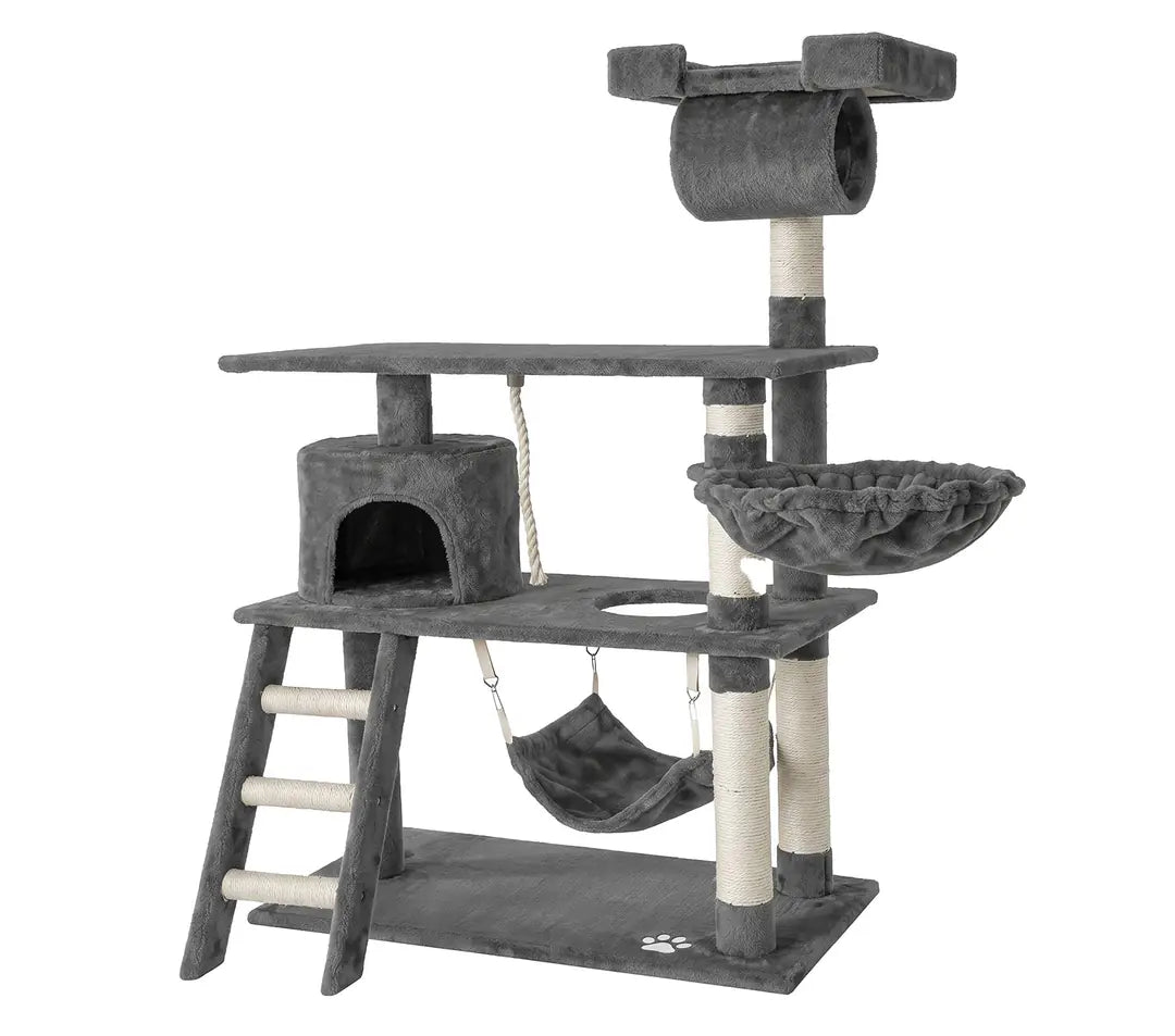 Tommy Çok Katlı Lüks Gri Kedi Tırmalama Evi 75x40x141 paket görseli
